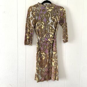 Vtg Betty Hartford Womens Small Dress Retro 60s 40s Disco Mock Neck Paisley